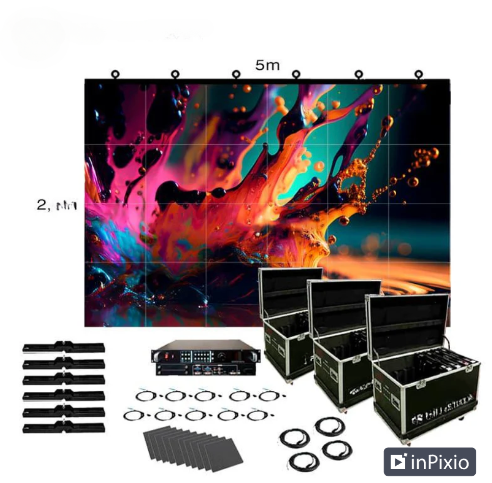 2.9 pich LED Advertising Screen, measurements length 196.85 x 78.74 high. Novastar processor. RENTAL